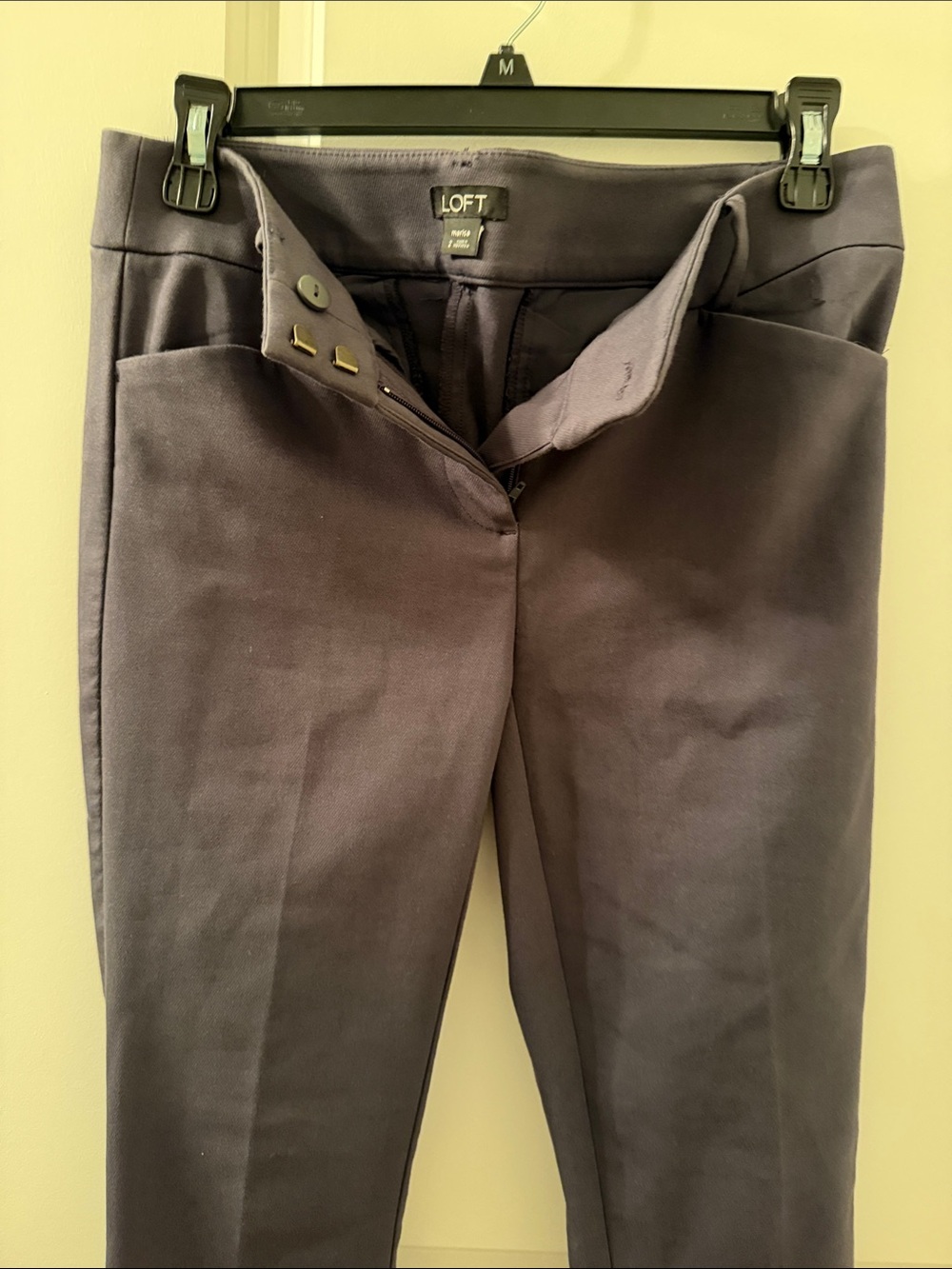 LOFT Women's Tailored Mid-Rise Trousers in Charcoal Gray